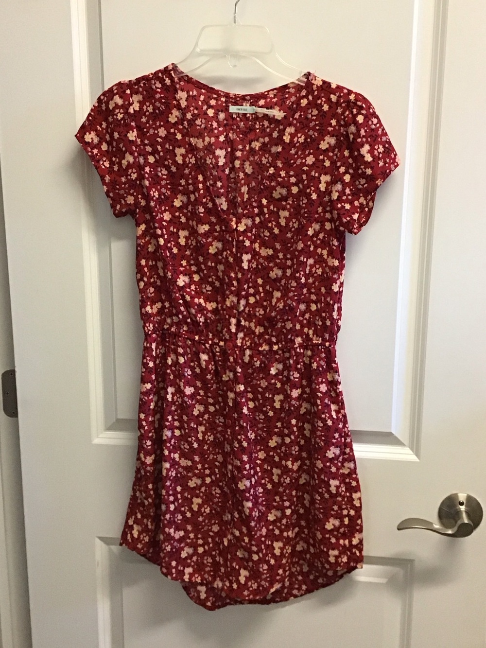 Kimchi Blue Red Floral Short Sleeve Mini Dress